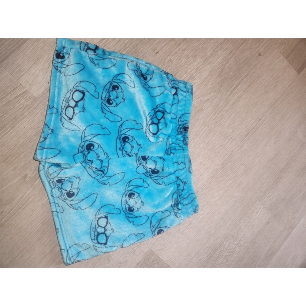 Disney Lilo & Stitch Blue Plush Fleece Pajama‎ Shorts Womens Medium Fuzzy Sleep - Picture 5 of 5